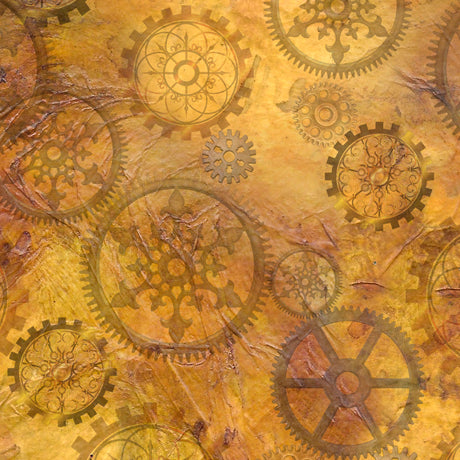 New Arrival: Aquatic Steampunkery by Desiree Designs Gears Antique Gold     27772S Cotton Woven Fabric