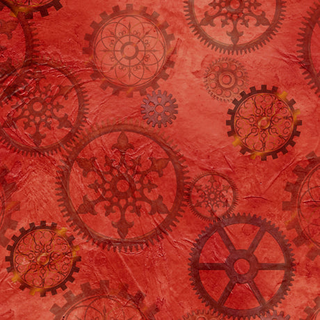New Arrival: Aquatic Steampunkery by Desiree Designs Gears Red     27772R Cotton Woven Fabric