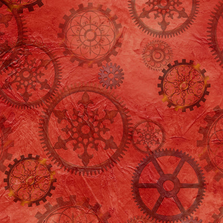 Aquatic Steampunkery by Desiree Designs Gears Red     27772R Cotton Woven Fabric
