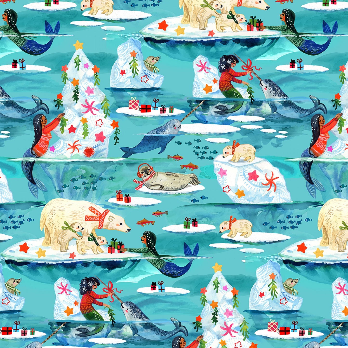 Fantastical Holidays by Miriam Bos Arctic Waters     ST-DMB2227MULTI Cotton Woven Fabric