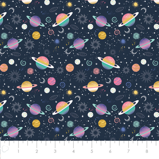Magical Space Astral Solar System Navy 50211005-01 Cotton Woven Fabric
