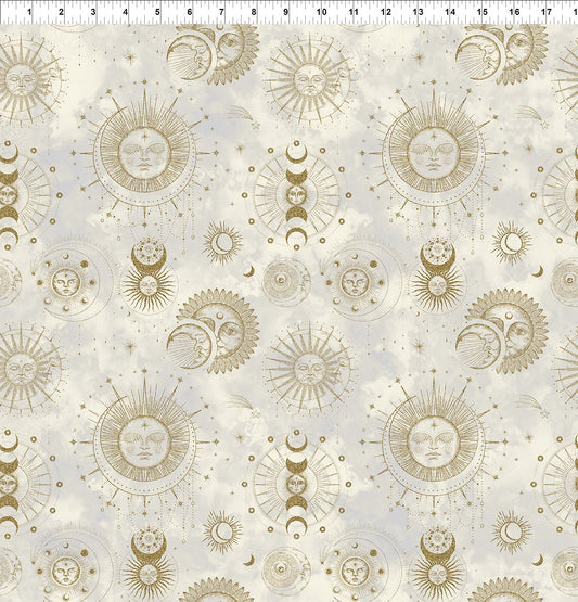 The Sun, the Moon, and the Stars! by Jason Yenter Astrology Toile Cream 11SMS-1 Cotton Woven Fabric