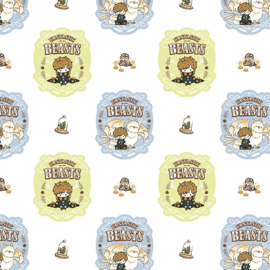 Licensed Wizarding World Baby Beasts Badges White 23900133-1 Cotton Woven Fabric