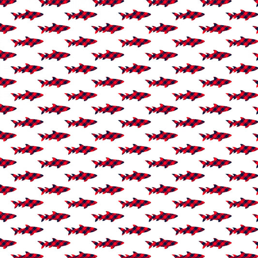 Santa Jaws Baby Shark White ST-D2211WHITE Cotton Woven Fabric