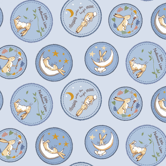 Licensed Guess How Much I Love You 2024 Badges Light Slate Y4246-140 Cotton Woven Fabric