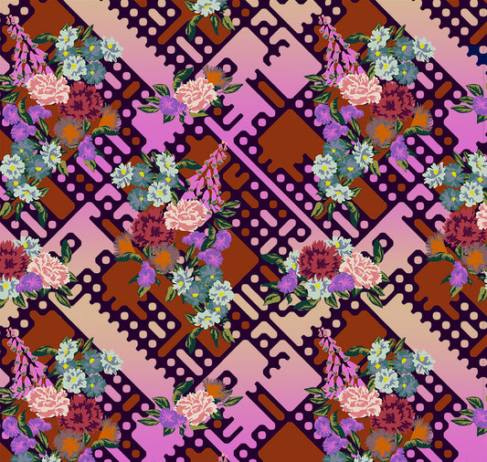 Nicole's Prints Balmoral Floral Mulberry 9038B Cotton Woven Fabric