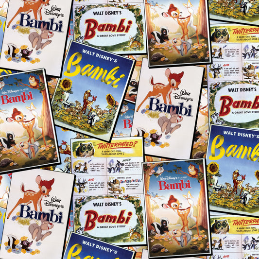 Licensed Disney Character Posters Bambi Classic Poster Stack 85040308-01 Cotton Woven Fabric