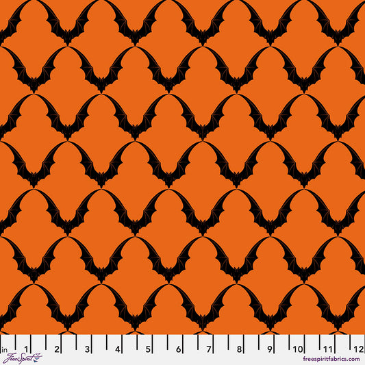 Scaredy Cat by Rachel Hauer Bat Ric Rac    PWRH033.ORANGE Cotton Woven Fabric