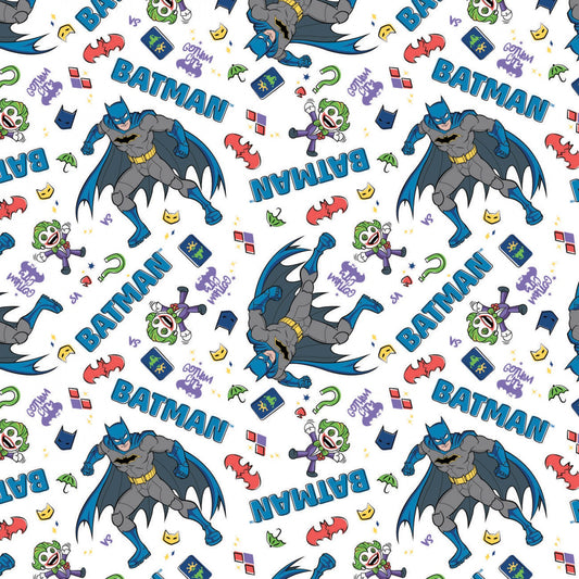 Licensed Batman 2 Batman vs Preschool White 23200368-1 Cotton Woven Fabric
