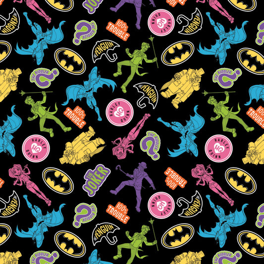 Licensed Batman 2 Batman vs Villains Black 23200372-2 Cotton Woven Fabric