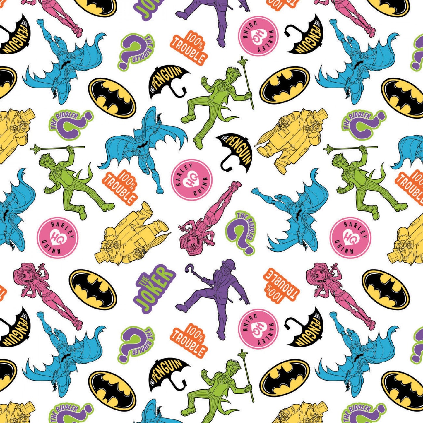 Licensed Batman 2 Batman vs Villains White    23200372-1 Cotton Woven Fabric