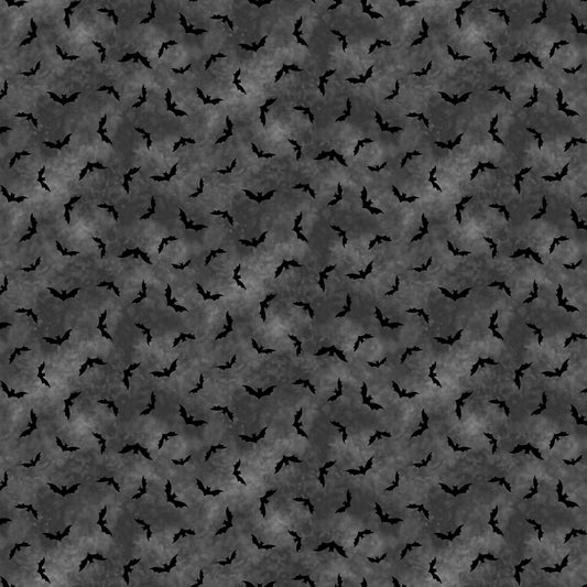 Trick or Treat Bats All Folks Charcoal    DCX10332-CHAR Cotton Woven Fabric