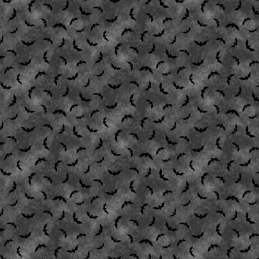 Trick or Treat Bats All Folks Charcoal DCX10332-CHAR Cotton Woven Fabric