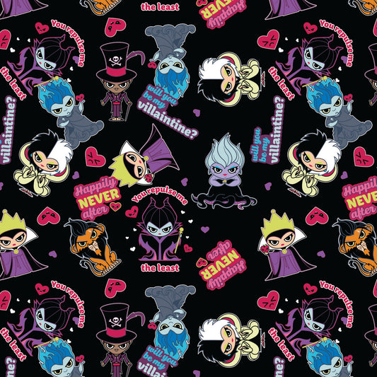Licensed Valentine's Day II Be My Villaintine Black    85130602-01 Cotton Woven Fabric