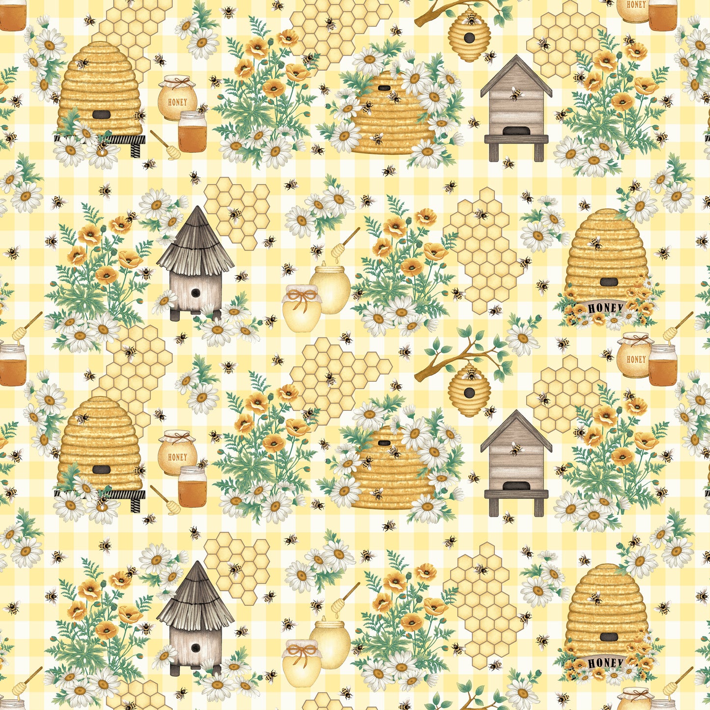 Bee All You Can Bee by Art Loft Beehive Yellow    6945-33 Cotton Woven Fabric