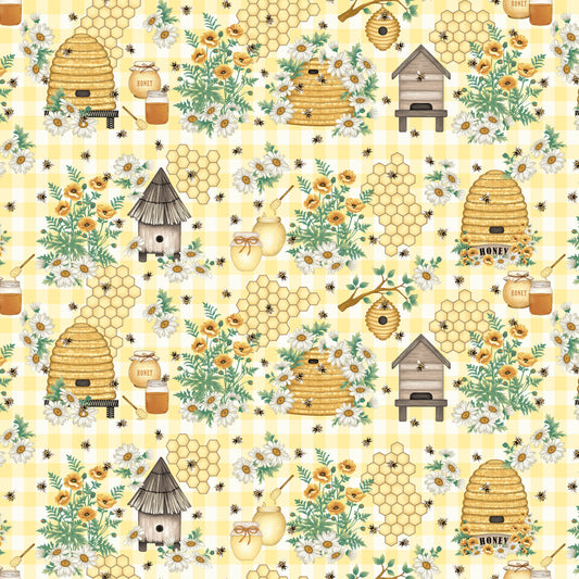 Bee All You Can Bee by Art Loft Beehive Yellow    6945-33 Cotton Woven Fabric