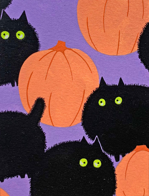 Haunted House  Belinda's Big Kitty Violet    8520g  Cotton Woven Fabric