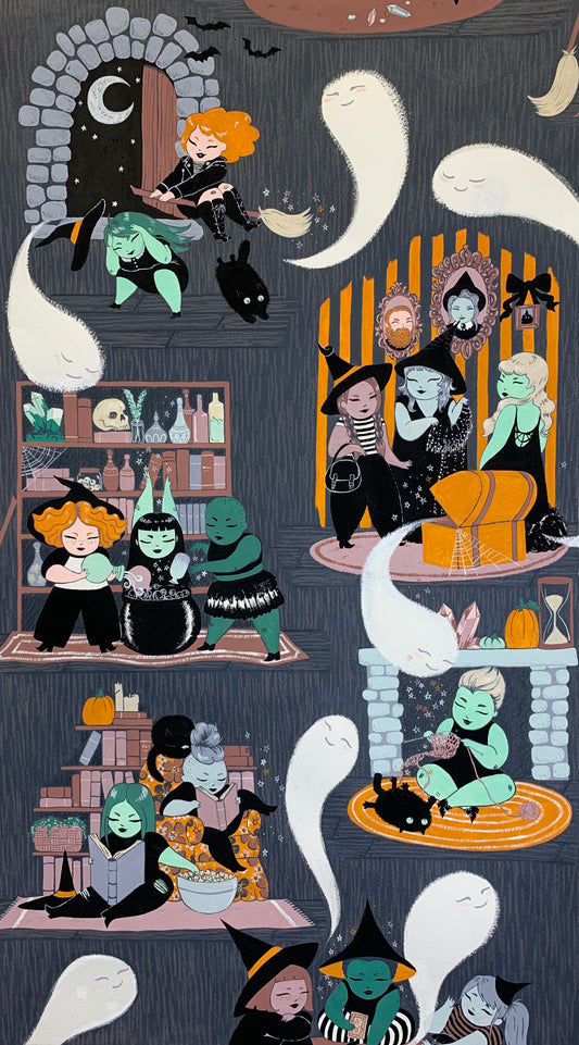 Haunted House  Belinda's Brownstone Charcoal    8965a Cotton Woven Fabric