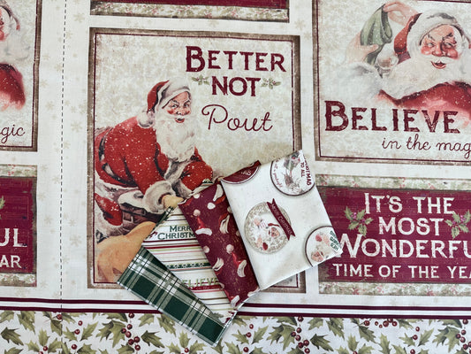 Better Not Pout Digital by Dan DiPaolo Santa Hats Dark Red    Y3786-83 Cotton Woven Fabric