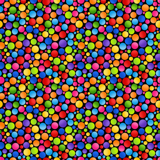 Color Play by Patti Carey Big Multi Dots Black 24911-99 Cotton Woven Fabric