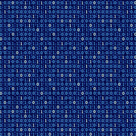 Disco-Tech Binary Numbers Blue    6931-77 Cotton Woven Fabric