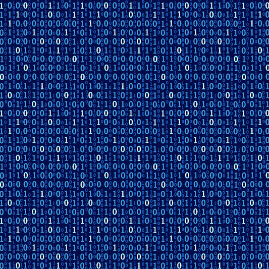 Disco-Tech Binary Numbers Blue 6931-77 Cotton Woven Fabric