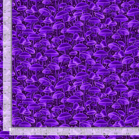 Electric Ocean Bioluminescente Mushrooms Purple    SEA-CD2851-PURPLE Cotton Woven Fabric