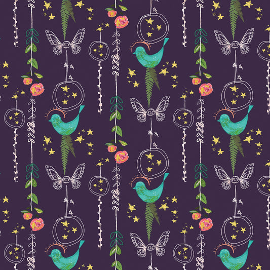 Inspired Heart by Kelly Rae Roberts Birds Dark Plum 13336B-64 Cotton Woven Fabric