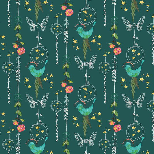 Inspired Heart by Kelly Rae Roberts Birds Dark Teal    13336B-84 Cotton Woven Fabric