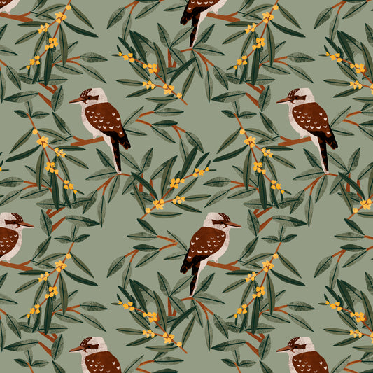 Aussie Friends by Victoria Barnes Birds Green    2102-66 Cotton Woven Fabric