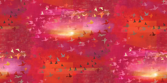 Tropicolor Birds Digital by Connie Haley Birds in Flight Red 19377-RED-CTN-D Cotton Woven Fabric