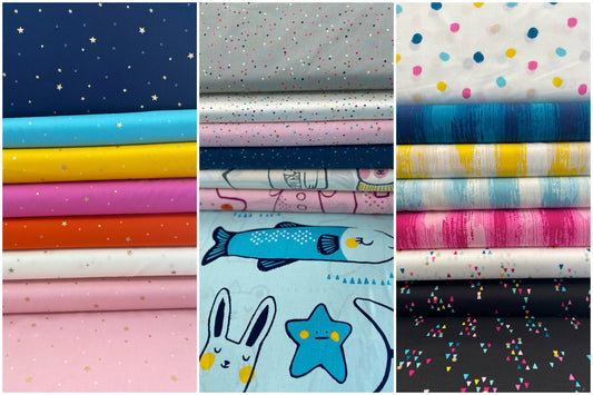 Birthday by Sarah Watts of Ruby Star Society Tiny Stars Cotton Candy w/Metallic RS2049-17M Cotton Woven Fabric