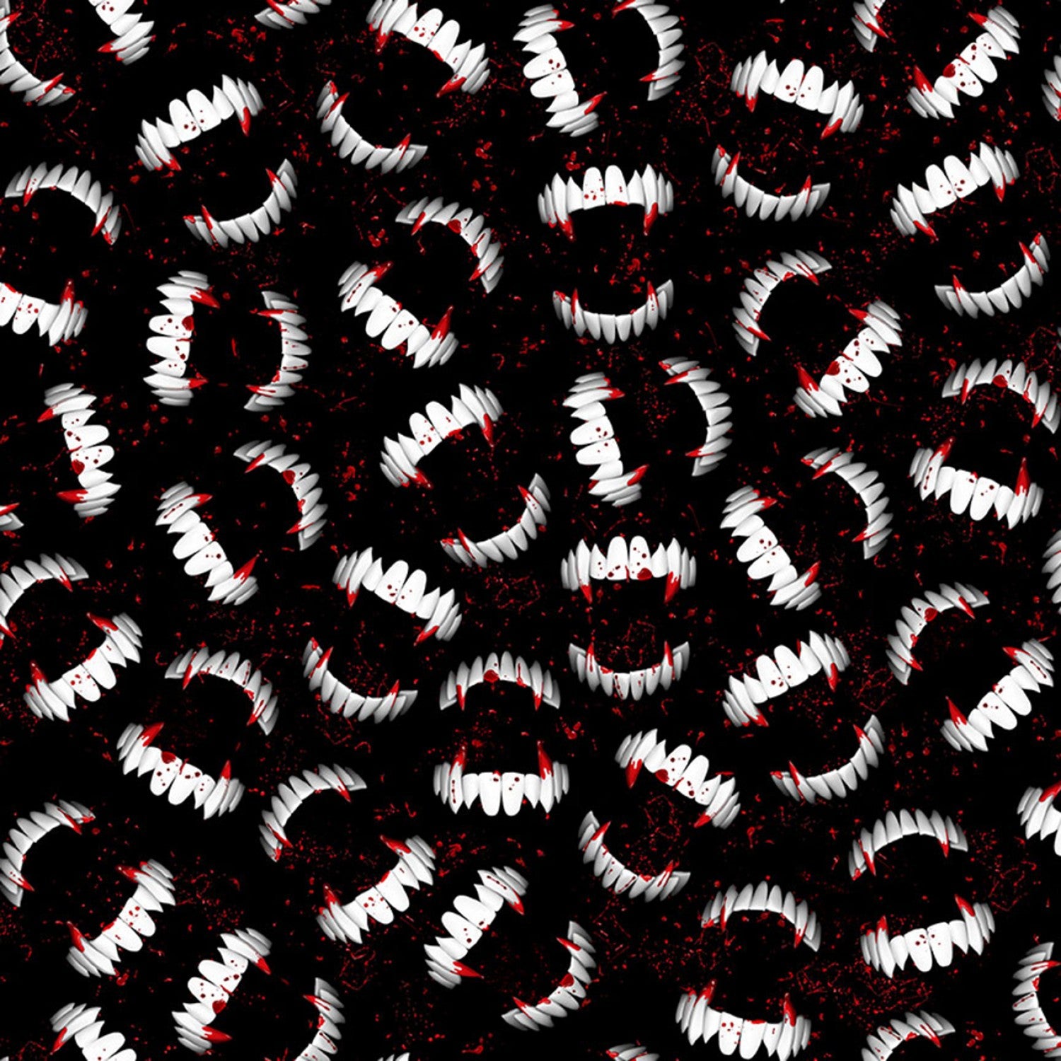 Vampire Fangs Rug Wicked Bloody Vampire Fangs Black CD1832-BLACK Cotton Woven Fabric ...