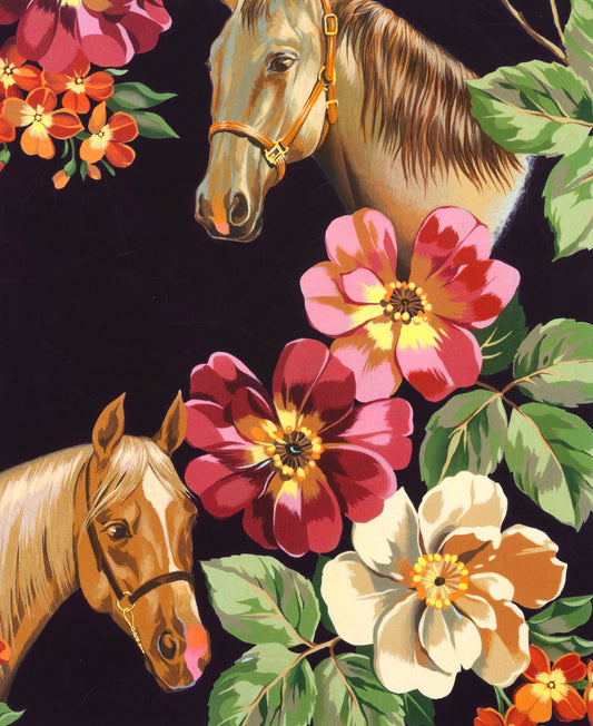 New Arrival: Nicole's Prints Blossom Stables Plum  (Larger blossoms are 4" across)   9040A Cotton Woven Fabric