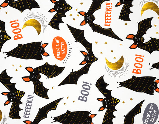 Haunted House Boo! Eek! Bats! Natural 8974a Cotton Woven Fabric