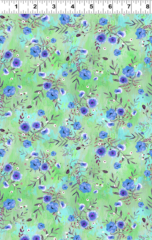 Moments Digital by Kendra Binney Bouquets Light Green    Y3744-20 Cotton Woven Fabric