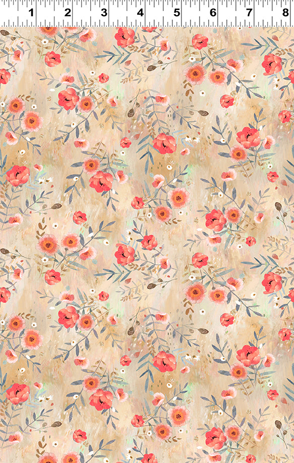 Moments Digital by Kendra Binney Bouquets Light Rust    Y3744-70 Cotton Woven Fabric