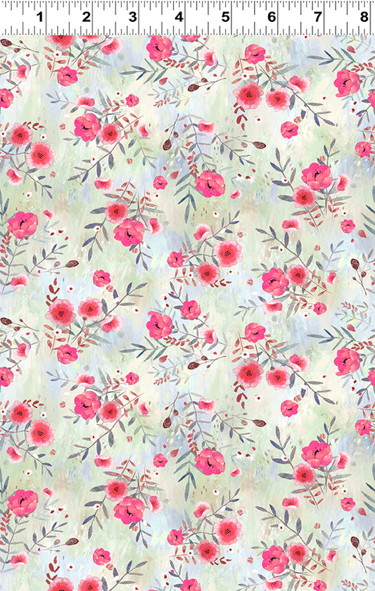 Moments Digital by Kendra Binney Bouquets Pale Sage Y3744-134 Cotton Woven Fabric