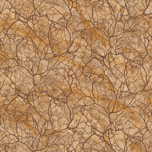 Windswept Stonehenge by Linda Ludovico Branches Tan 24933-14 Cotton Woven Fabric