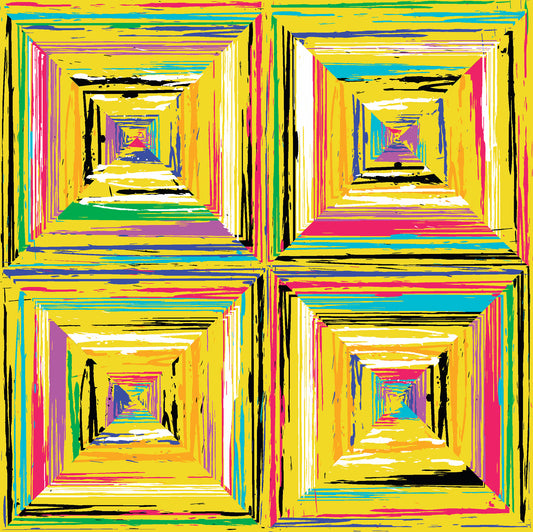 Dogs In The City by Weekday Best Digital Bright Squares Yellow 19136-YLW-CTN-D Cotton Woven Fabric