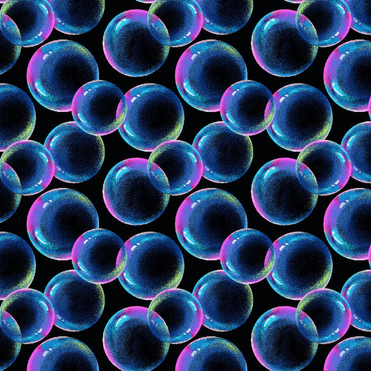 Disco-Tech Bubbles Black 6937-97 Cotton Woven Fabric