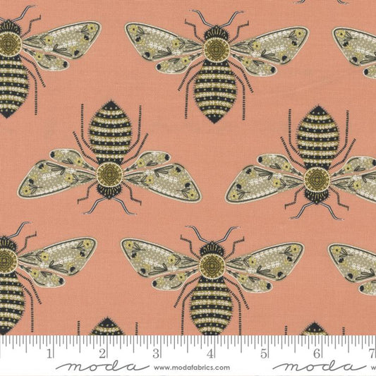 Meadowmere by Gingiber Bumble Bee in Flight Blossom Metallic    48363-39M Cotton Woven Fabric