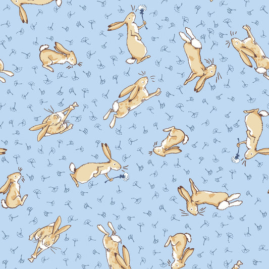 Licensed Guess How Much I Love You 2024 Bunnies Tossed Light Denim Y4247-87 Cotton Woven Fabric