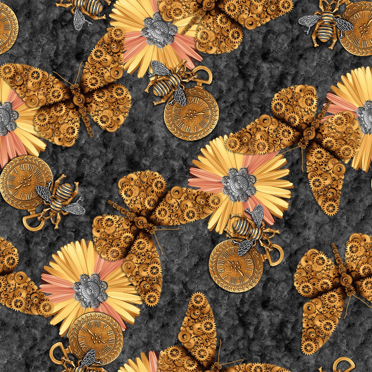 Alternative Age by Urban Essence Butterflies & Flowers Black    2319-99 Cotton Woven Fabric