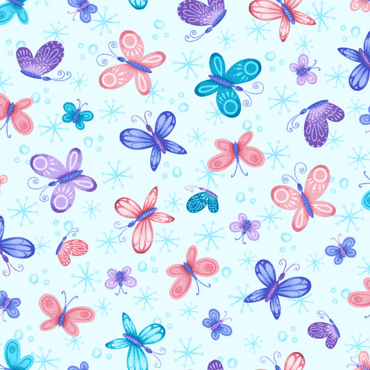 Sparkle Like a Unicorn by Danielle Hartgers Butterflies Lt. Blue    1860-11 Cotton Woven Fabric