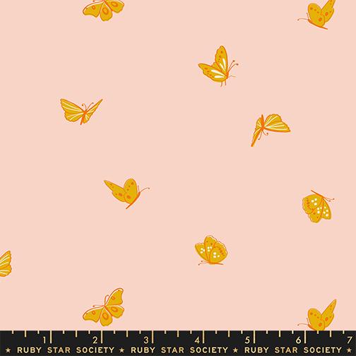 Flowerland by Melody Miller of Ruby Star Society Butterflies Vintage Pink     RS0072-12 Cotton Woven Fabric