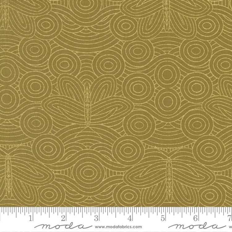 Meadowmere by Gingiber Butterfly in the Sky Ochre Metallic    48366-38M Cotton Woven Fabric