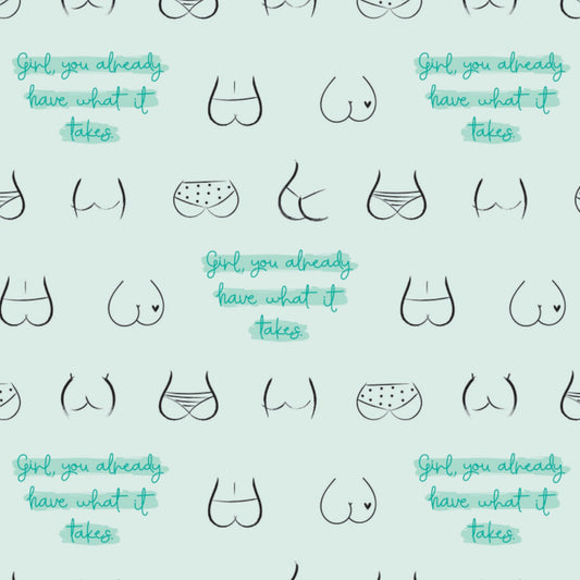 Self Love Club Flaunt It (Butts) Light Turquoise     50210802-1 Cotton Woven Fabric