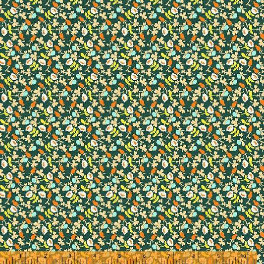 Lucky Rabbit by Heather Ross Calico Dk Teal    37027A-10 Cotton Woven Fabric