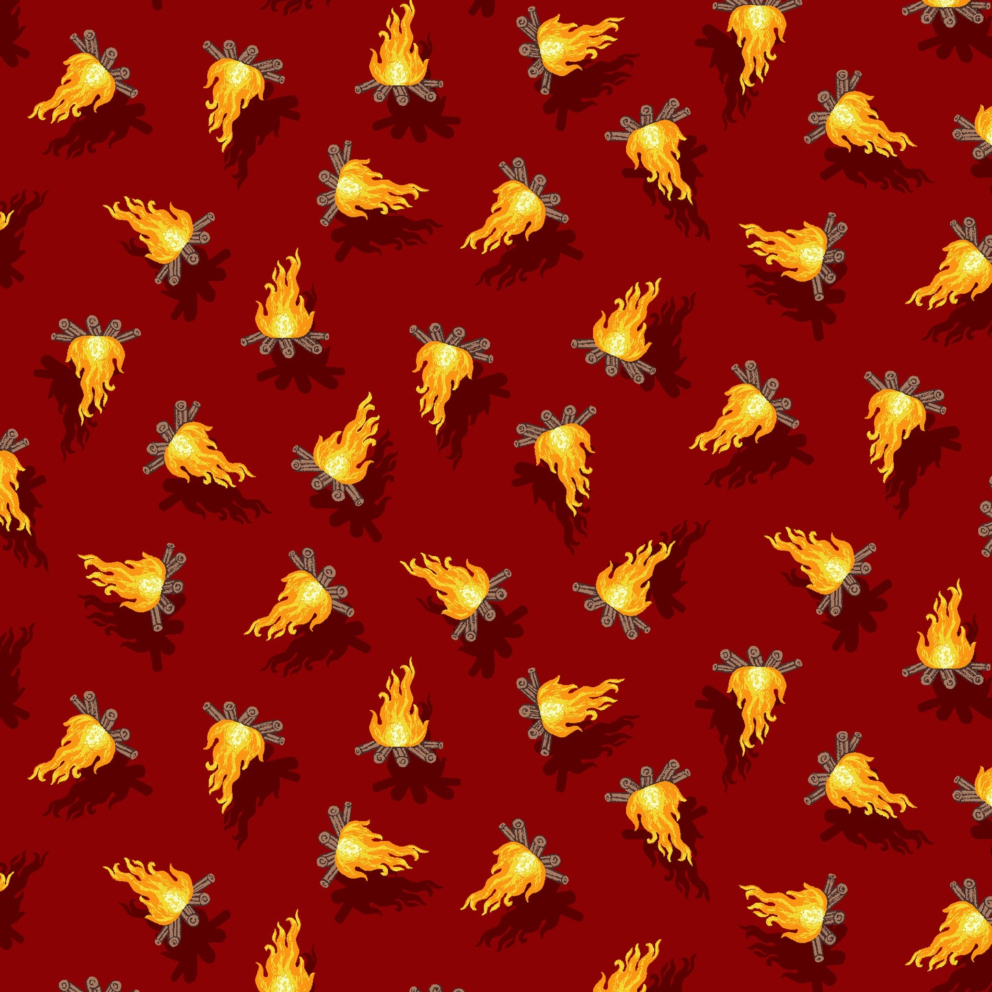 Beneath the Stars by Grace Pop Campfires Flame Red    6842-84 Cotton Woven Fabric